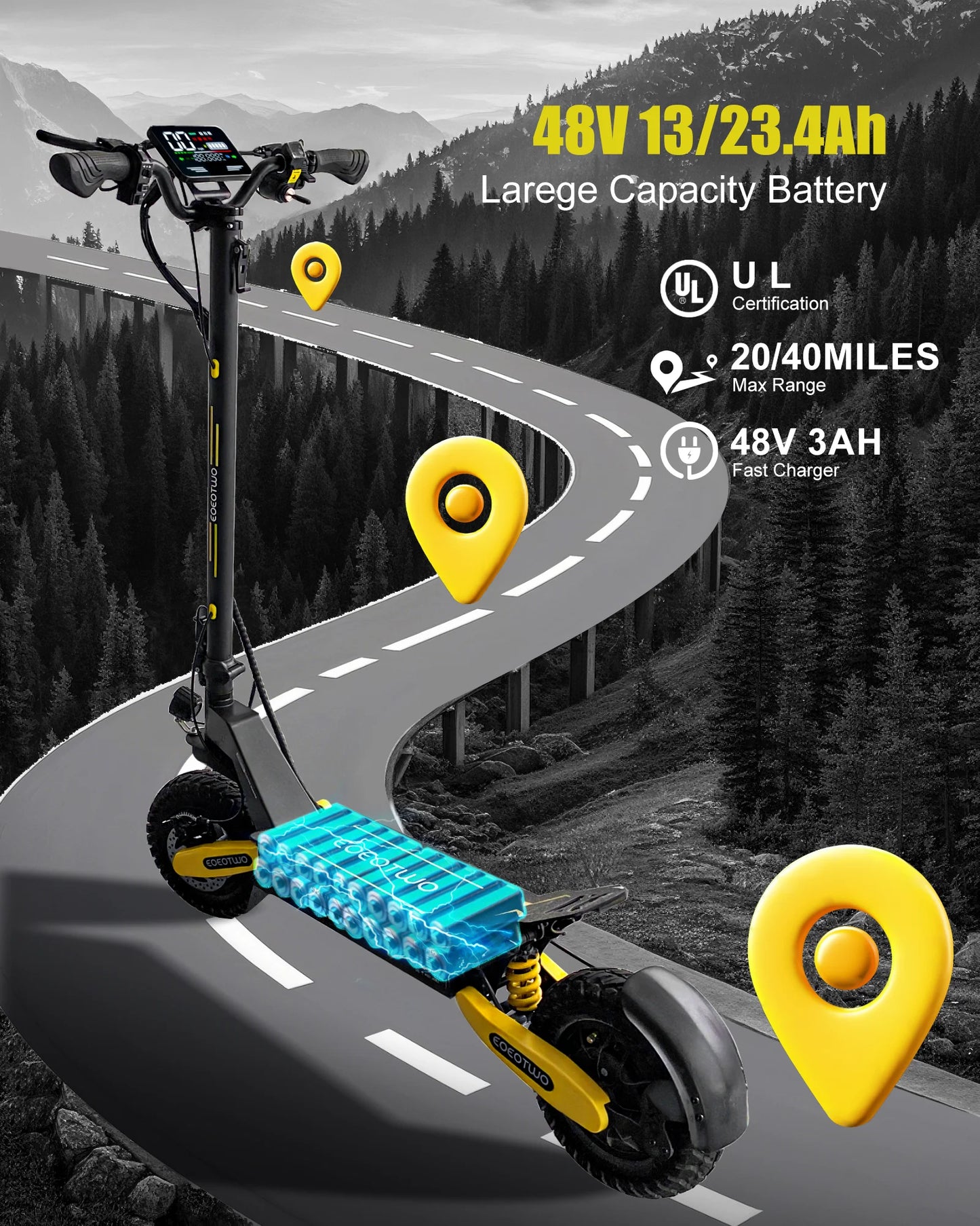 1200W Motor 48V13/23AH Lithium Electric Scooter